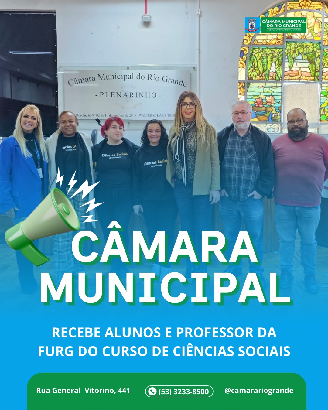 Alunos de Ciências Sociais da FURG visitam a Câmara Municipal