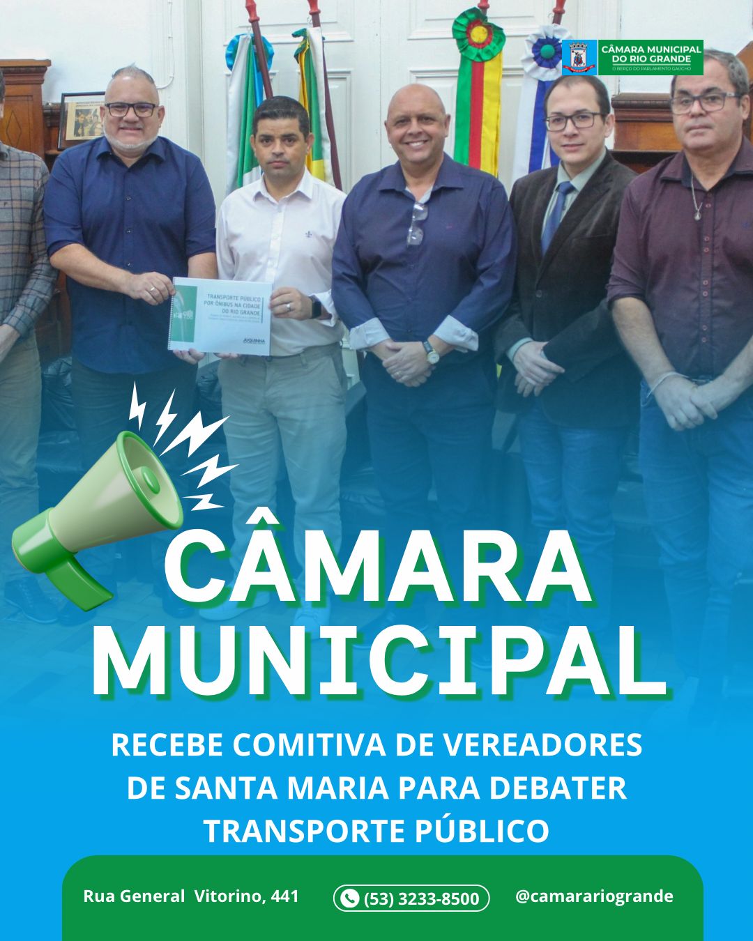 Câmara do Rio Grande recebe comitiva de vereadores de Santa Maria