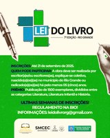 Inscrições para a 7ª edição da Lei do Livro seguem até 21 de setembro.
