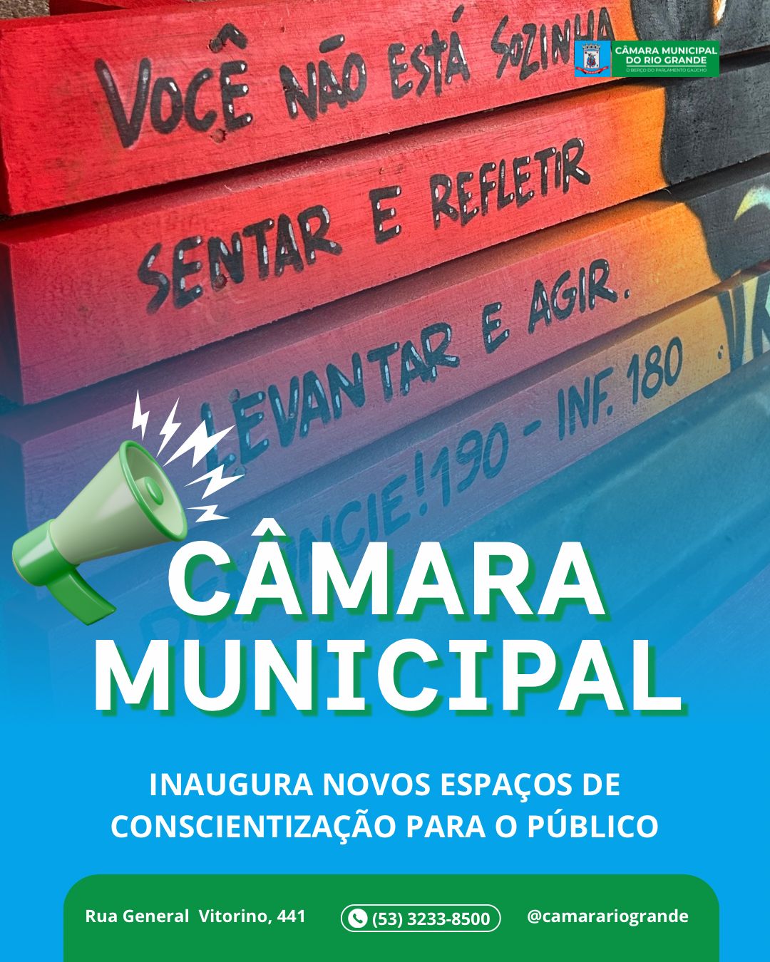Legislativo rio-grandino inaugura Banco Vermelho em alusão ao combate à violência contra a mulher